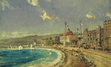 Landscapes Painting - The Beach at Nice Robert Girrard TK cityscape